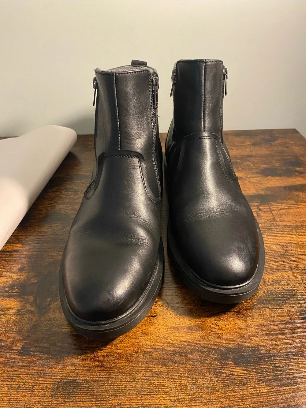 Aldo Black Waterproof Leather Chukka Zip Boots